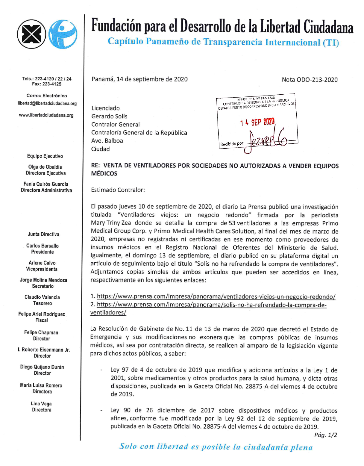 Solicitud al CGR para que no refrende compras a entes no autorizados para vender equipos médicos