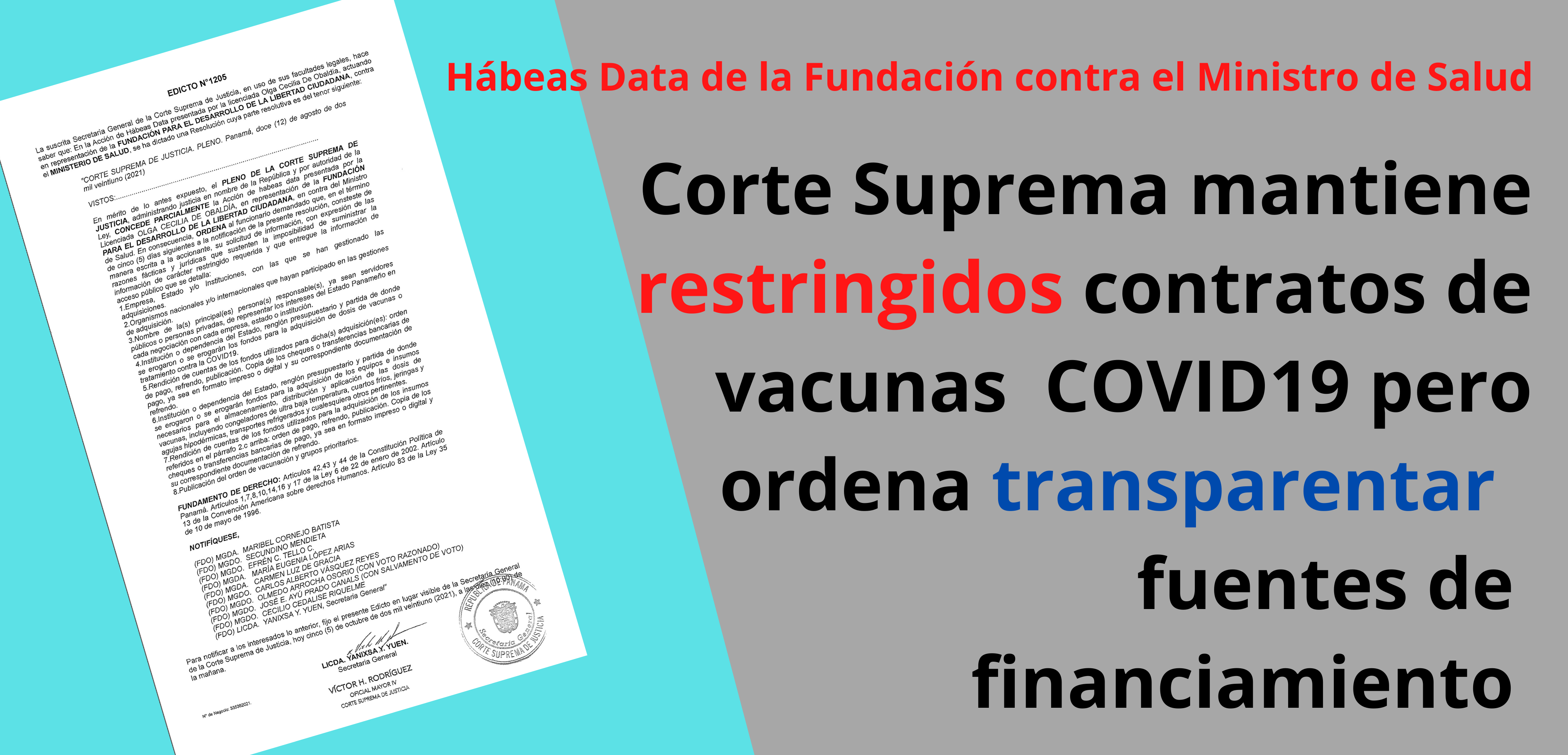 Corte Suprema mantiene restringidos contratos de vacunas  COVID19 pero ordena transparentar sus fuentes de financiamiento