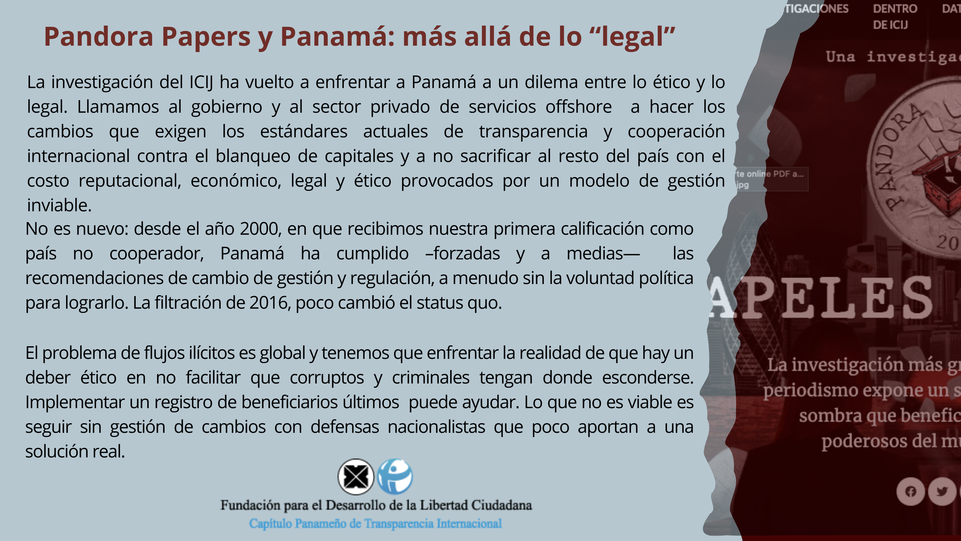 Pandora Papers y Panamá: Más allá de lo “legal”