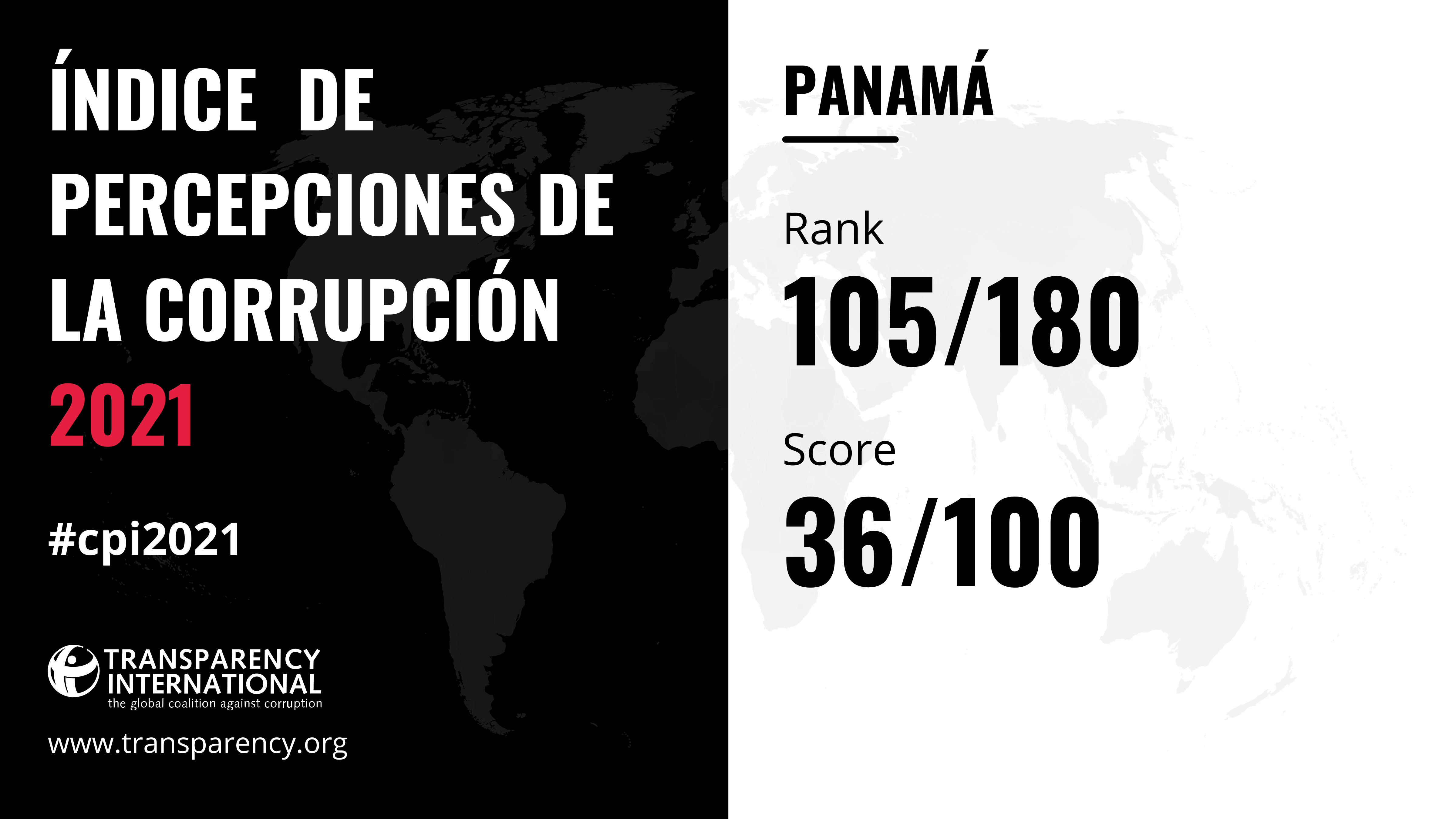 EL ÍNDICE DE PERCEPCIÓN DE LA CORRUPCIÓN 2021 REVELA QUE PANAMÁ VIVE UN ESTANCAMIENTO EN LOS NIVELES DE CORRUPCIÓN PÚBLICA Y SIGUE DEBAJO DE LA MEDIA REGIONAL